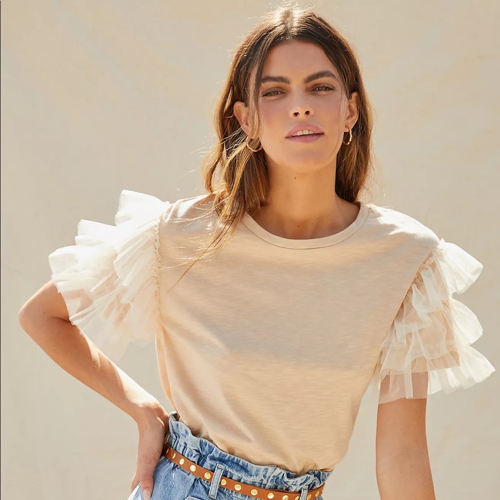 Anthropologie Ruffled Tulle Tee | Small | NWT
